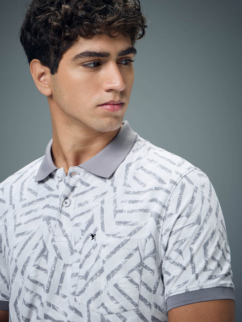 Men Printed Slim Fit Polo Sports T-shirt with MATPIQ