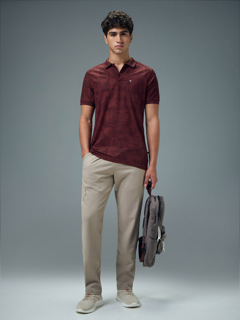 Men Printed Slim Fit Polo Sports T-shirt with MATPIQ