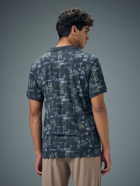Men Printed Slim Fit Polo Sports T-shirt with MATPIQ