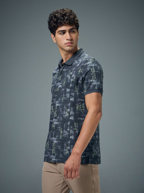 Men Printed Slim Fit Polo Sports T-shirt with MATPIQ
