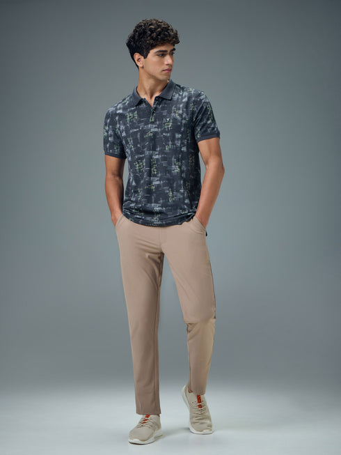 Men Printed Slim Fit Polo Sports T-shirt with MATPIQ