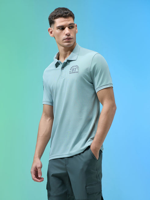 Men Solid Slim Fit Polo Sports T-shirt with MATPIQ