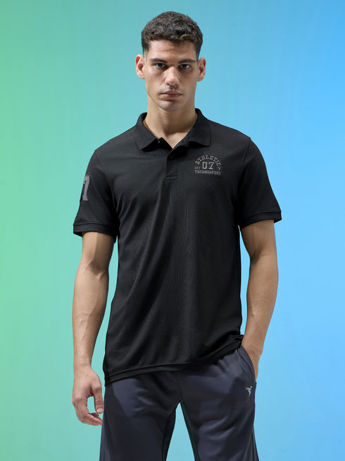 Men Solid Slim Fit Polo Sports T-shirt with MATPIQ