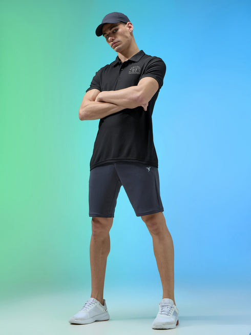 Men Solid Slim Fit Polo Sports T-shirt with MATPIQ