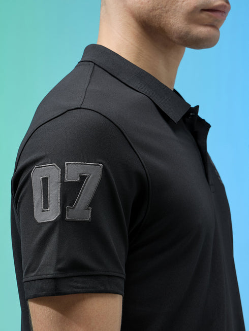 Men Solid Slim Fit Polo Sports T-shirt with MATPIQ