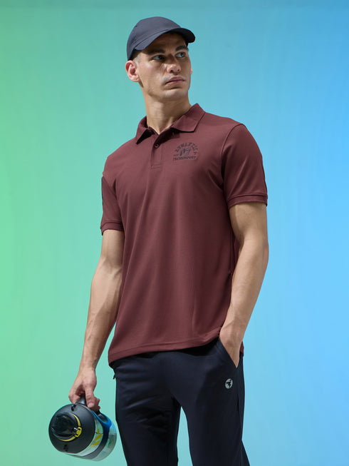 Men Solid Slim Fit Polo Sports T-shirt with MATPIQ