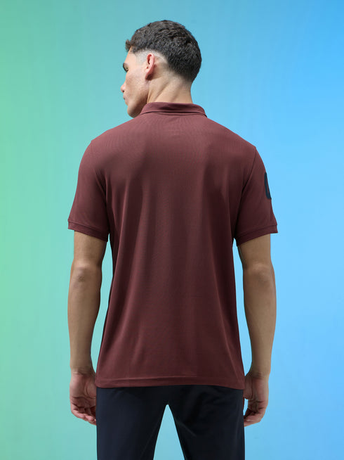 Men Solid Slim Fit Polo Sports T-shirt with MATPIQ