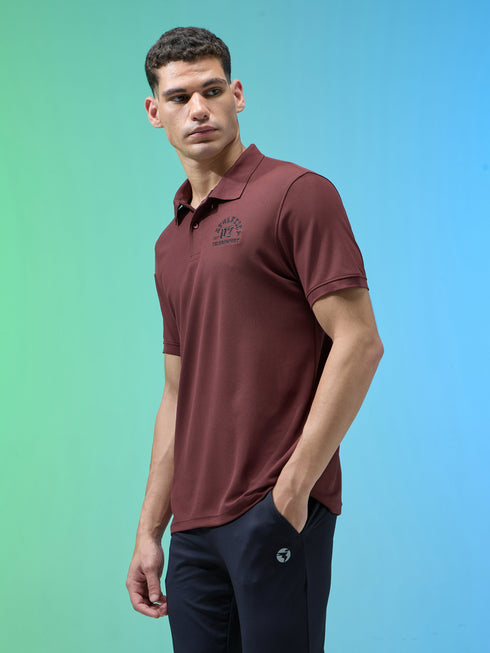 Men Solid Slim Fit Polo Sports T-shirt with MATPIQ