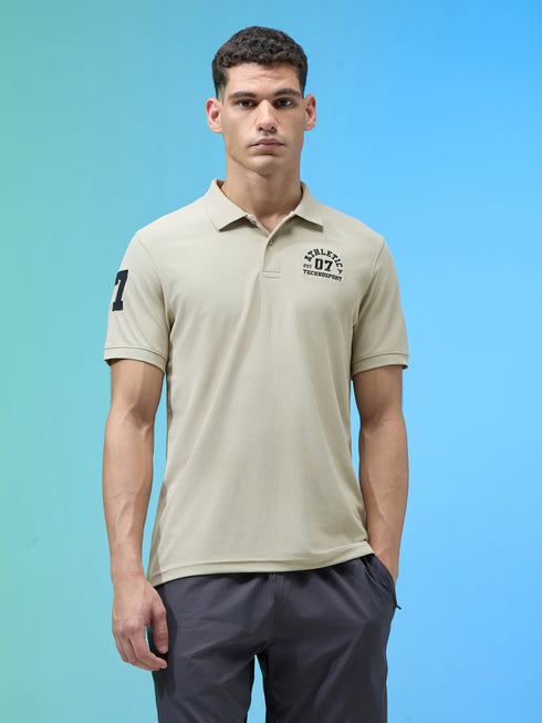 Men Solid Slim Fit Polo Sports T-shirt with MATPIQ
