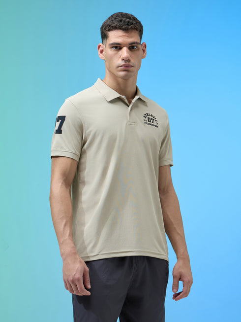 Men Solid Slim Fit Polo Sports T-shirt with MATPIQ