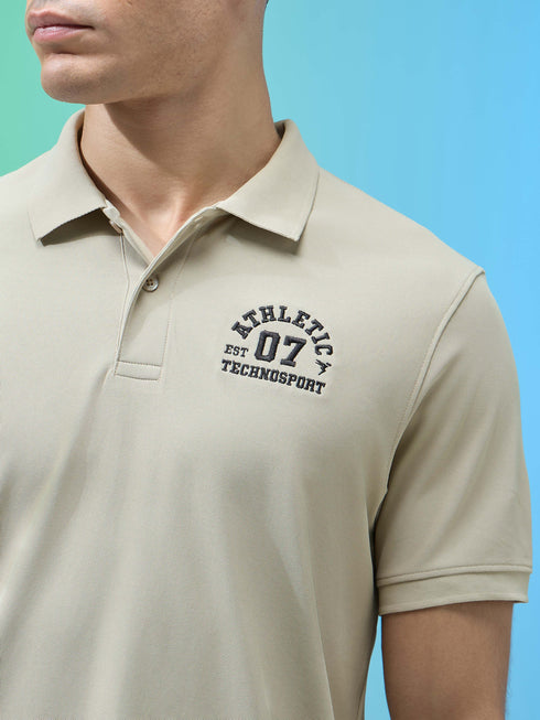 Men Solid Slim Fit Polo Sports T-shirt with MATPIQ