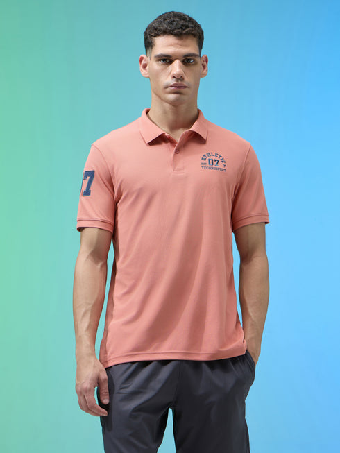 Men Solid Slim Fit Polo Sports T-shirt with MATPIQ