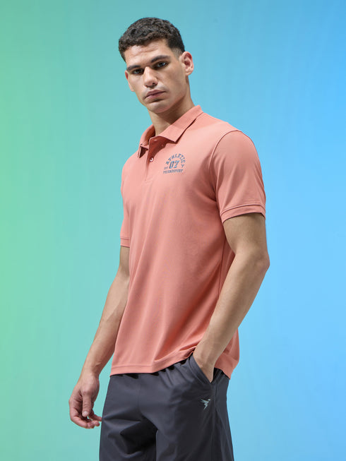 Men Solid Slim Fit Polo Sports T-shirt with MATPIQ