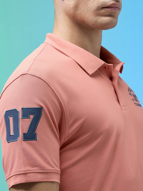 Men Solid Slim Fit Polo Sports T-shirt with MATPIQ