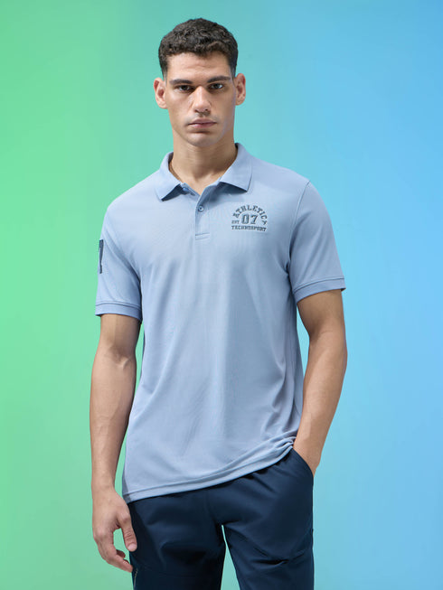 Men Solid Slim Fit Polo Sports T-shirt with MATPIQ