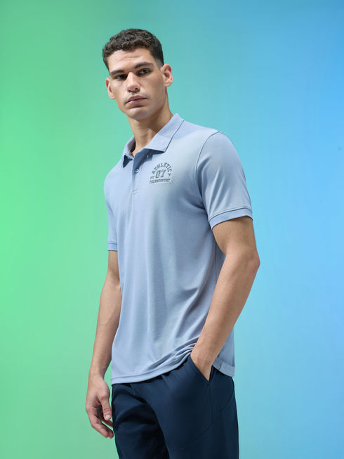 Men Solid Slim Fit Polo Sports T-shirt with MATPIQ