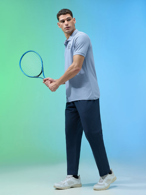 Men Solid Slim Fit Polo Sports T-shirt with MATPIQ