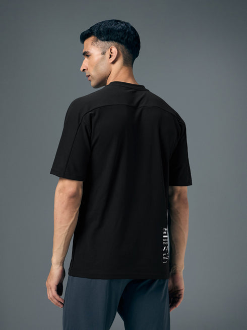 Men Typography Printed Oversized Round Neck Sports T-shirt with MATPIQ