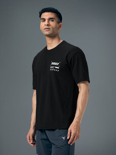 Men Typography Printed Oversized Round Neck Sports T-shirt with MATPIQ
