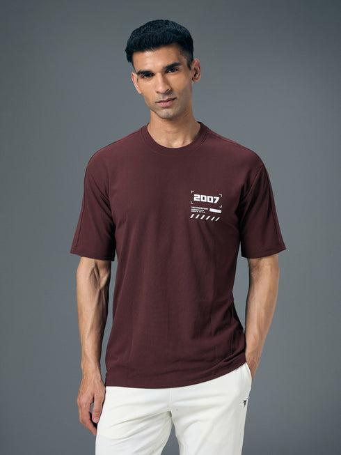 Men Typography Printed Oversized Round Neck Sports T-shirt with MATPIQ