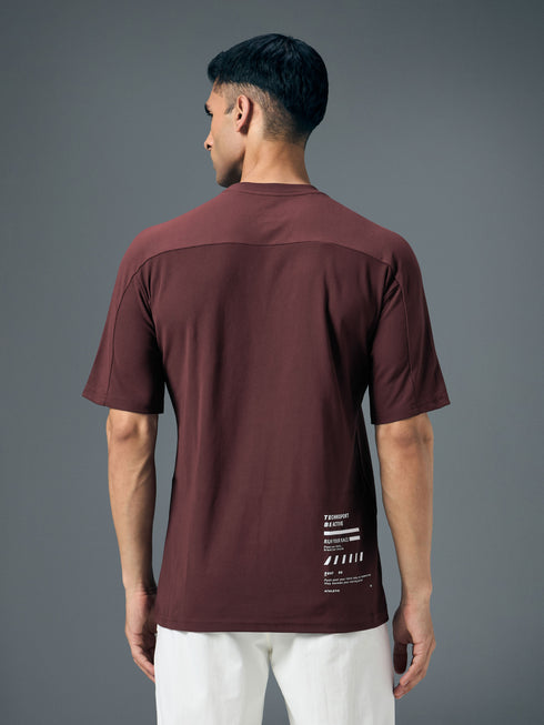 Men Typography Printed Oversized Round Neck Sports T-shirt with MATPIQ