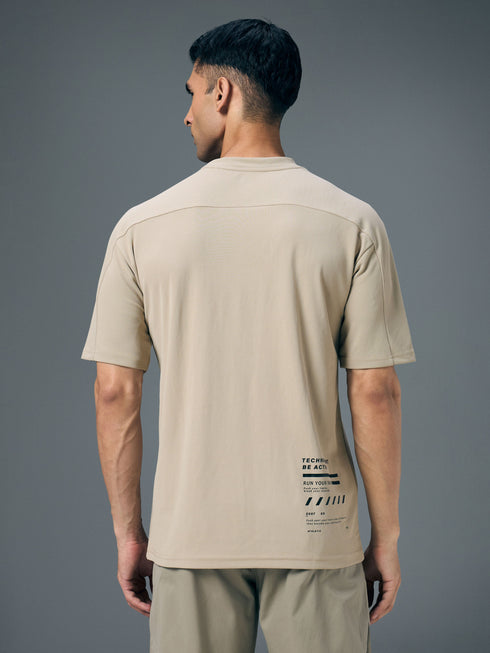 Men Typography Printed Oversized Round Neck Sports T-shirt with MATPIQ