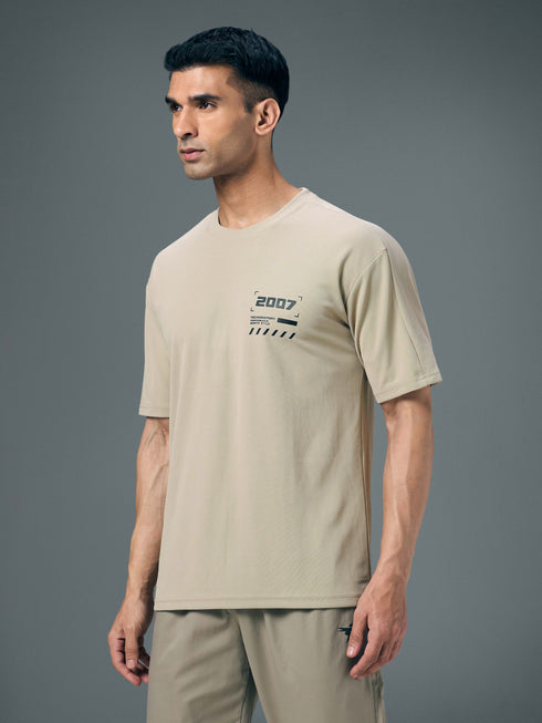 Men Typography Printed Oversized Round Neck Sports T-shirt with MATPIQ