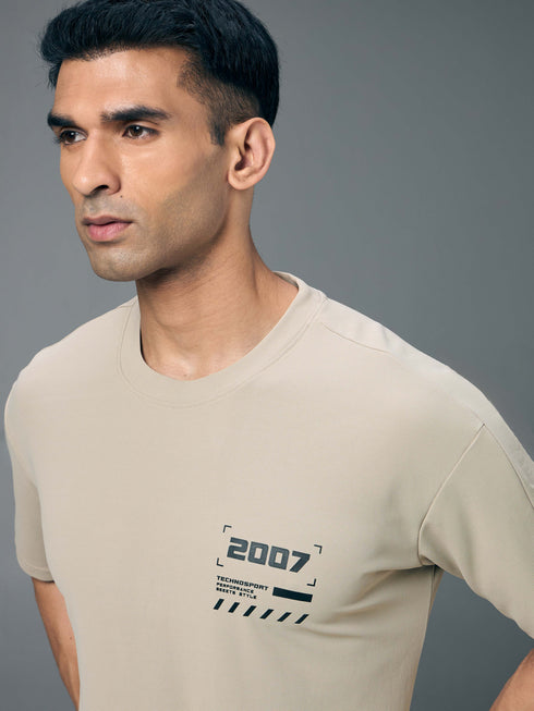 Men Typography Printed Oversized Round Neck Sports T-shirt with MATPIQ