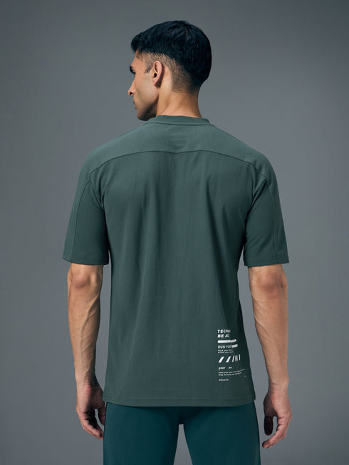 Men Typography Printed Oversized Round Neck Sports T-shirt with MATPIQ