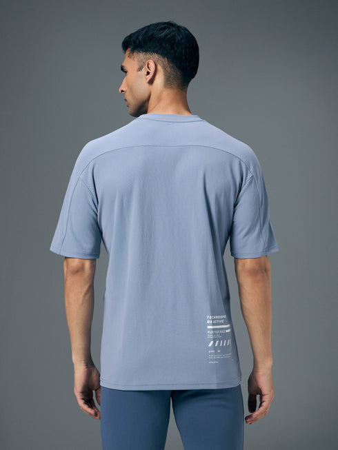Men Typography Printed Oversized Round Neck Sports T-shirt with MATPIQ