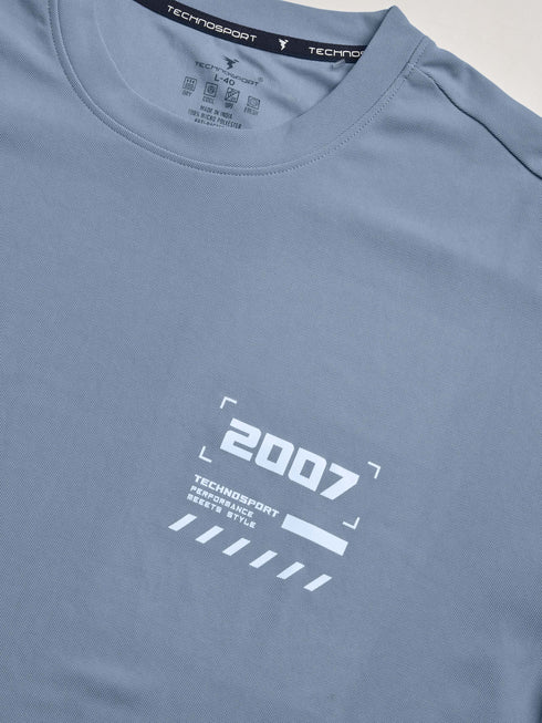 Men Typography Printed Oversized Round Neck Sports T-shirt with MATPIQ