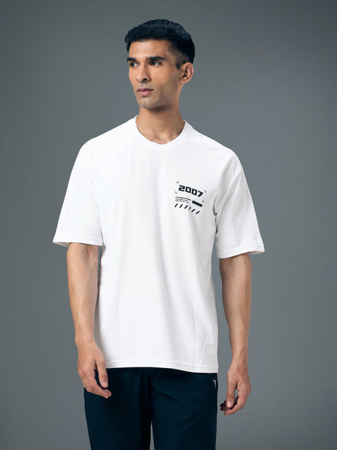 Men Typography Printed Oversized Round Neck Sports T-shirt with MATPIQ