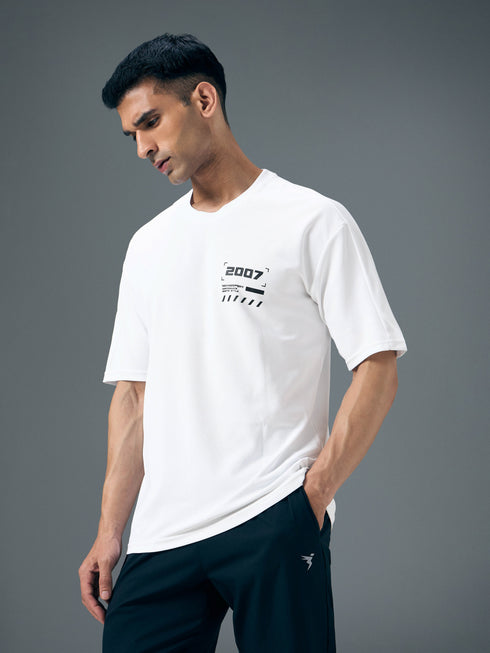 Men Typography Printed Oversized Round Neck Sports T-shirt with MATPIQ
