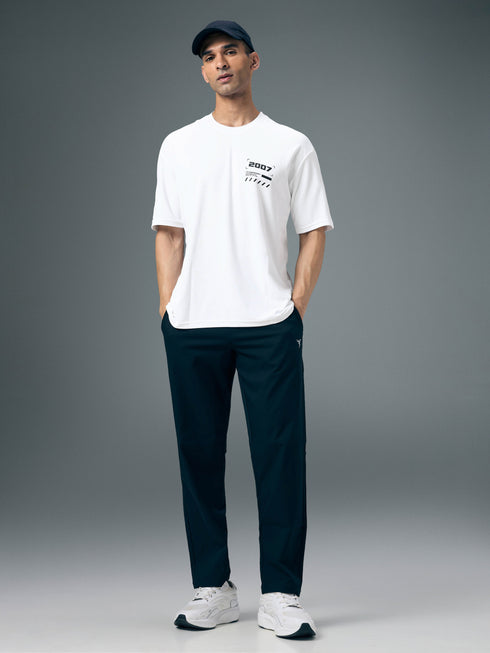 Men Typography Printed Oversized Round Neck Sports T-shirt with MATPIQ