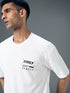 Men Typography Printed Oversized Round Neck Sports T-shirt with MATPIQ
