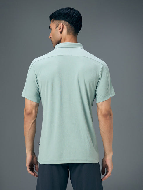 Men Jacquard Slim Fit Polo Sports T-shirt with MATPIQ