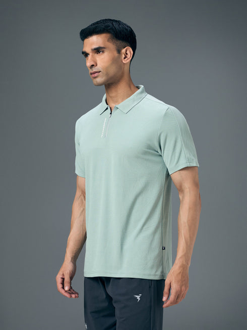 Men Jacquard Slim Fit Polo Sports T-shirt with MATPIQ
