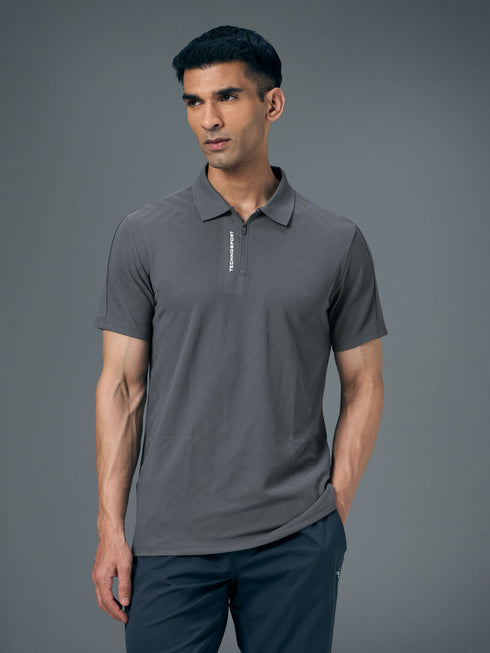 Men Jacquard Slim Fit Polo Sports T-shirt with MATPIQ