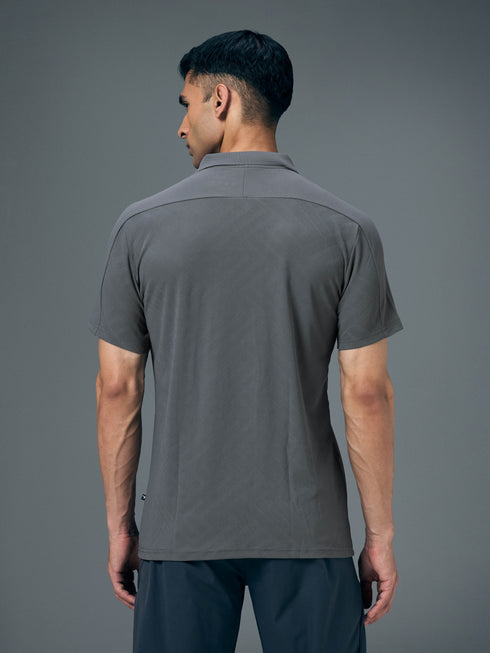 Men Jacquard Slim Fit Polo Sports T-shirt with MATPIQ