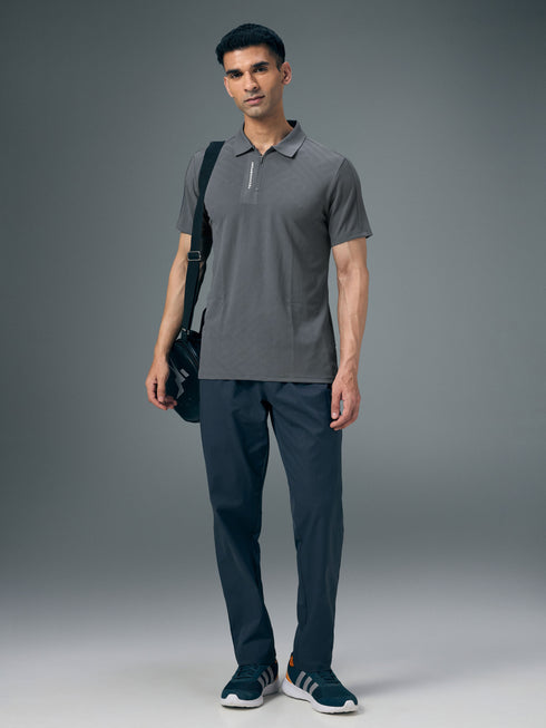 Men Jacquard Slim Fit Polo Sports T-shirt with MATPIQ