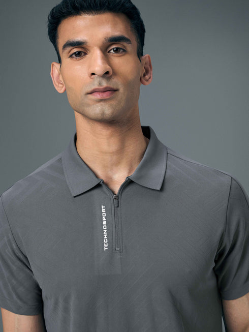 Men Jacquard Slim Fit Polo Sports T-shirt with MATPIQ