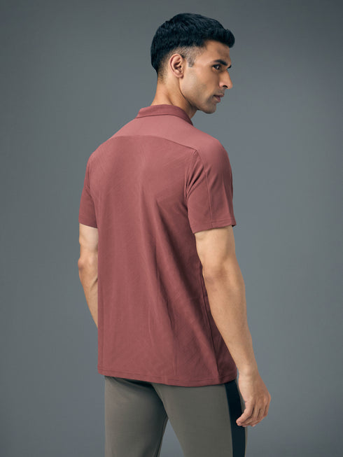 Men Jacquard Slim Fit Polo Sports T-shirt with MATPIQ