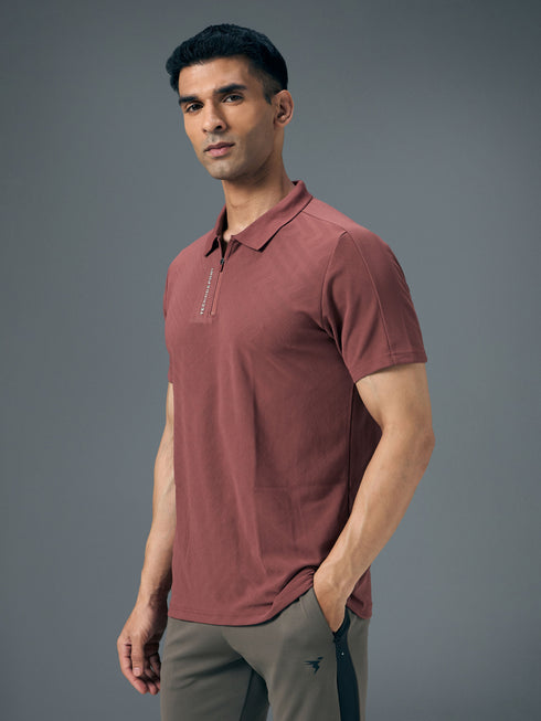 Men Jacquard Slim Fit Polo Sports T-shirt with MATPIQ