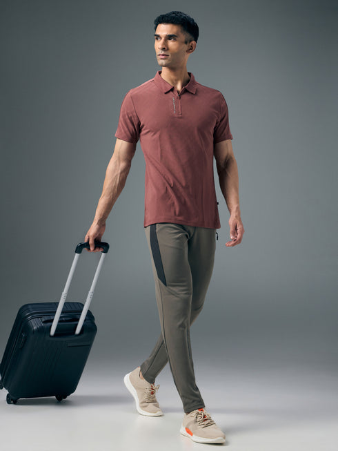 Men Jacquard Slim Fit Polo Sports T-shirt with MATPIQ