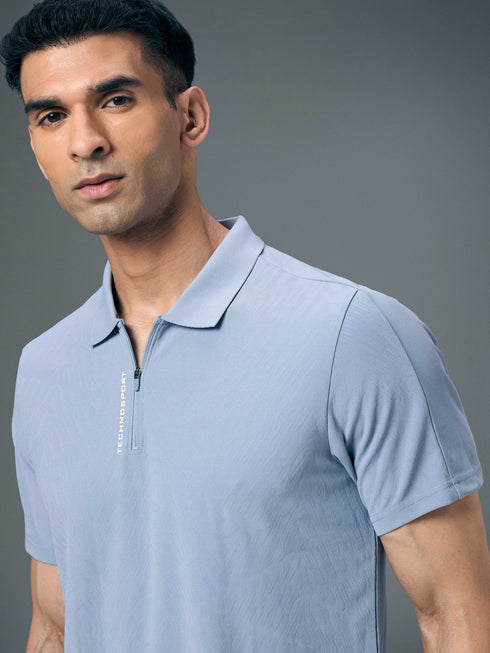 Men Jacquard Slim Fit Polo Sports T-shirt with MATPIQ
