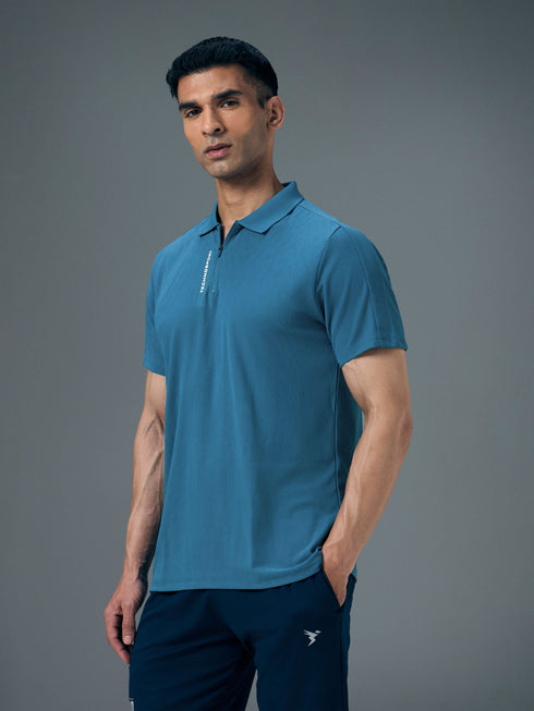 Men Jacquard Slim Fit Polo Sports T-shirt with MATPIQ