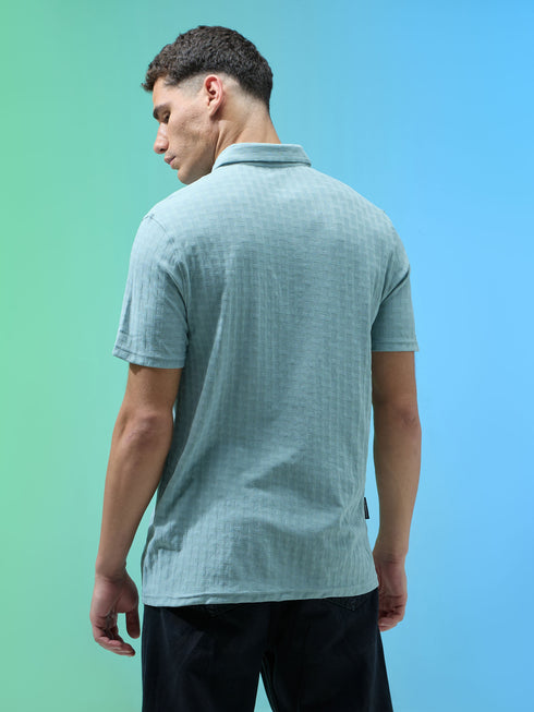 Men Jacquard Slim Fit Polo Sports T-shirt with COTFLEX