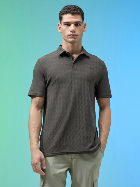 Men Jacquard Slim Fit Polo Sports T-shirt with COTFLEX