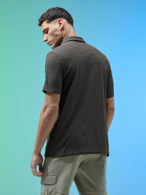 Men Jacquard Slim Fit Polo Sports T-shirt with COTFLEX