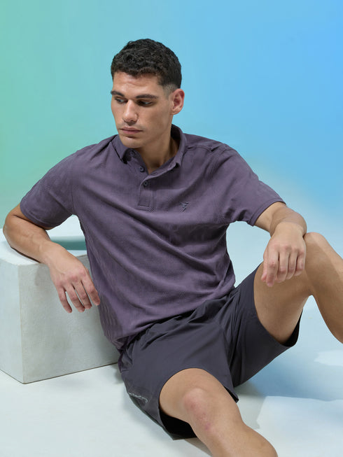 Men Jacquard Slim Fit Polo Sports T-shirt with COTFLEX